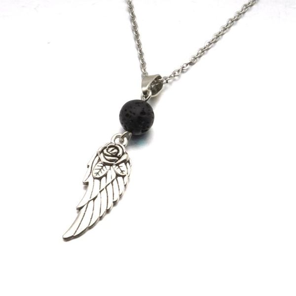 pendant necklaces rose flower wing charms 8mm black lava stone aroma essential oil diffuser necklace jewelry, Silver
pendant necklaces rose flower wing charms 8mm black lava stone aroma essential oil diffuser necklace jewelry, Silver