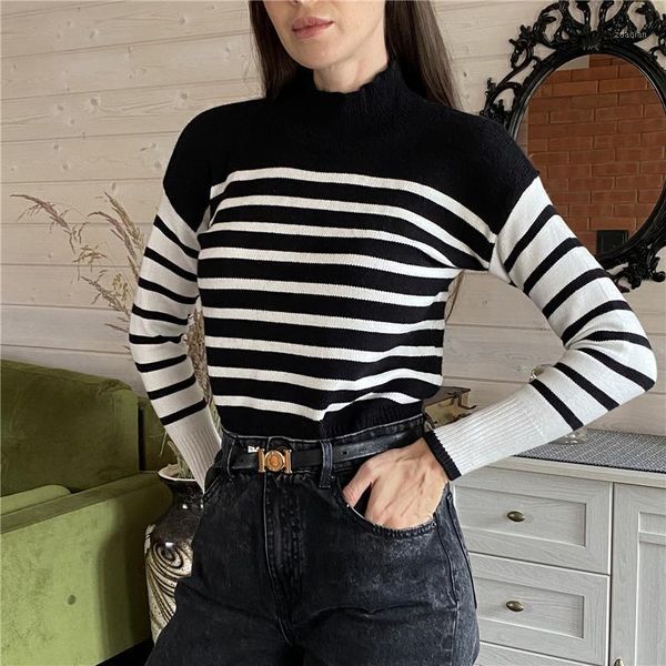 women's sweaters colorfaith 2021 women autumn winter knitted elegant lady striped vintage knitwears pullovers short sw1527jx, White;black
women's sweaters colorfaith 2021 women autumn winter knitted elegant lady striped vintage knitwears pullovers short sw1527jx, White;black