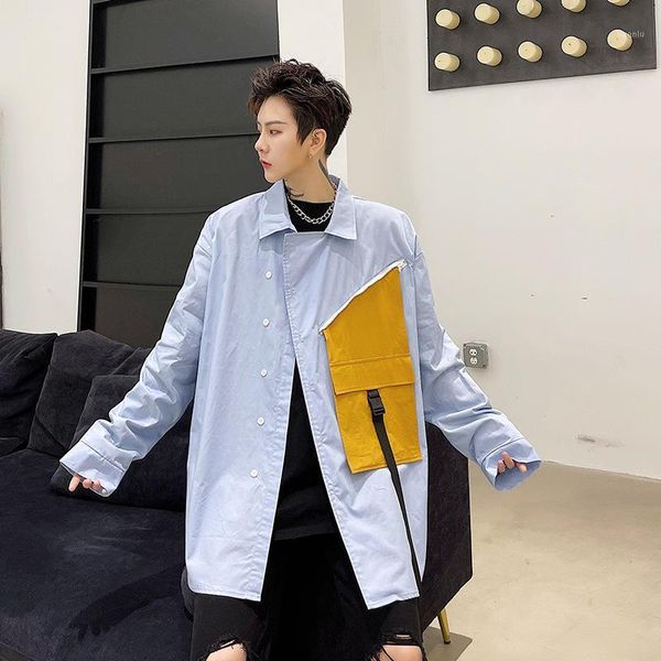 stage fashion show hip hop clothing youth handsome men streetwear pocket splice casual loose long sleeve shirt male men's shirts, White;black
stage fashion show hip hop clothing youth handsome men streetwear pocket splice casual loose long sleeve shirt male men's shirts, White;black