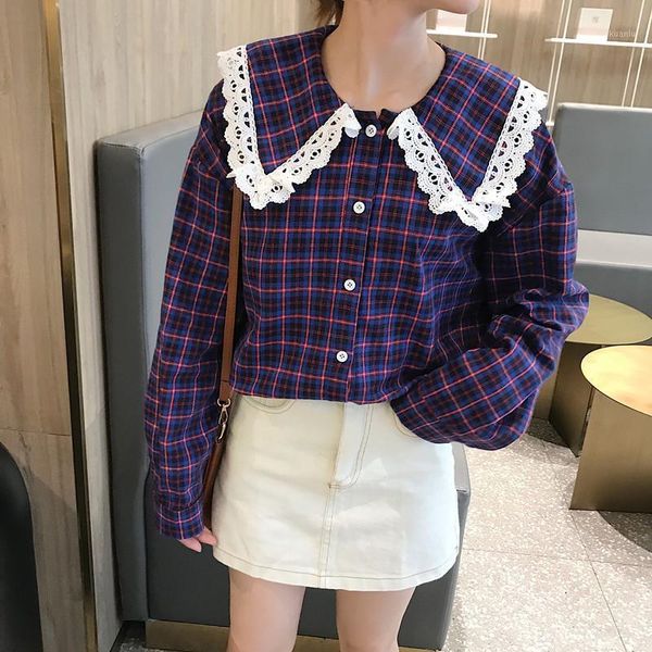 ollymurs women plaid shirt korean fashion long sleeve spliced lace blouse doll collar tee shirts blusa lady elegant casual women's blo, White
ollymurs women plaid shirt korean fashion long sleeve spliced lace blouse doll collar tee shirts blusa lady elegant casual women's blo, White