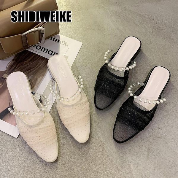 2021 women's slippers summer and autumn half slippers women's pointed net pearl bow with low heel woman vb182, Black
2021 women's slippers summer and autumn half slippers women's pointed net pearl bow with low heel woman vb182, Black