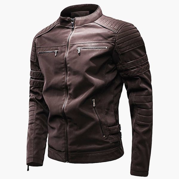 men's spring brand casual faux leather jackets coats men autumn fashion vintage outwear motor biker leather jackets men 211009, Black 
men's spring brand casual faux leather jackets coats men autumn fashion vintage outwear motor biker leather jackets men 211009, Black