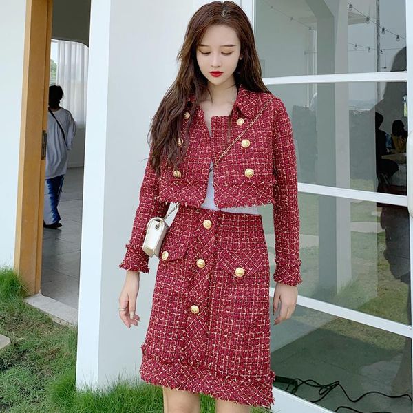 women's tracksuits autumn fashion gold button red tweed 2 piece set winter women long sleeves jacket + tassel pencil skirt ladies eleg, Gray
women's tracksuits autumn fashion gold button red tweed 2 piece set winter women long sleeves jacket + tassel pencil skirt ladies eleg, Gray