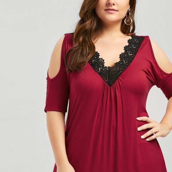 2021 plus size women lace trim v neck loose cold shoulder blouses summer casual short sleeve blouse female blusa, White
2021 plus size women lace trim v neck loose cold shoulder blouses summer casual short sleeve blouse female blusa, White