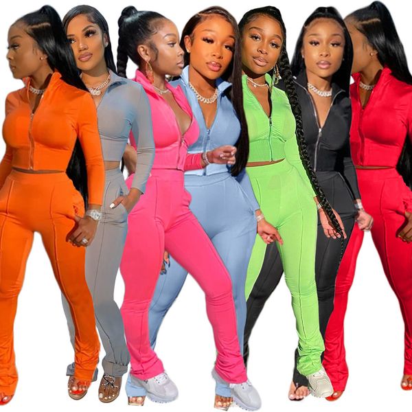 2021 new solid color long sleeve zipper turn-down collar & trousers women casual suit autumn fashion sports two piece set gxdi, Gray
2021 new solid color long sleeve zipper turn-down collar & trousers women casual suit autumn fashion sports two piece set gxdi, Gray