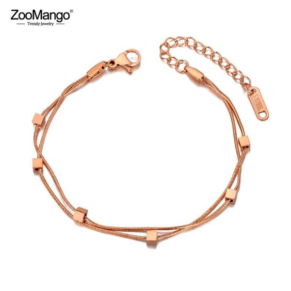link, chain zoomango fashion titanium stainless steel square charm bracelets for women double layer rose gold snake jewelry zb20073, Black
link, chain zoomango fashion titanium stainless steel square charm bracelets for women double layer rose gold snake jewelry zb20073, Black
