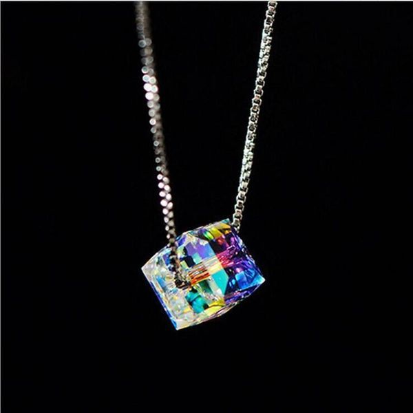 New Popular Square Crystal Cube Aurora Sugar Cube Necklace Female Clavicle Chain Simple Fashion Temperament Necklace, Silver
New Popular Square Crystal Cube Aurora Sugar Cube Necklace Female Clavicle Chain Simple Fashion Temperament Necklace, Silver