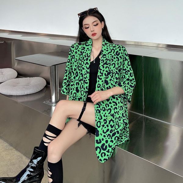 women's suits & blazers women green leopard printed big size thin blazer lapel half sleeve loose jacket fashion spring summer 2021, White;black
women's suits & blazers women green leopard printed big size thin blazer lapel half sleeve loose jacket fashion spring summer 2021, White;black