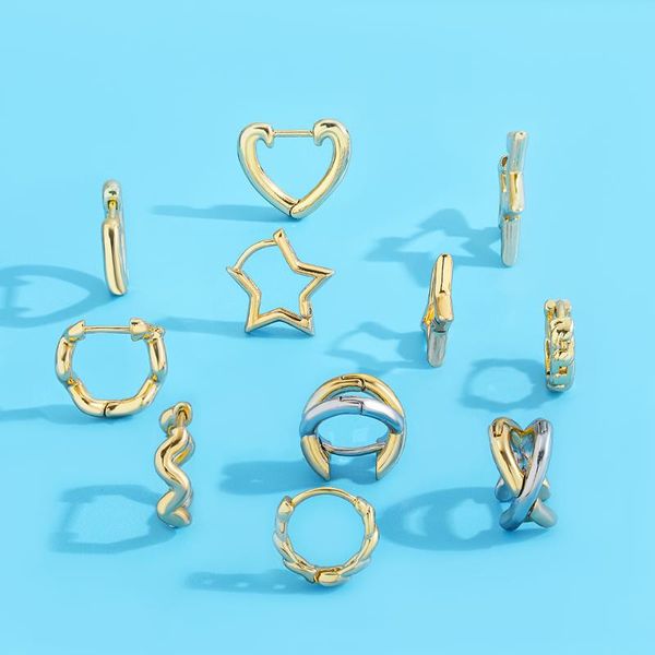 hoop & huggie punk geometric star heart metal small earrings fashion circle gold/silver color mixing irregular jewelry gifts, Golden;silver
hoop & huggie punk geometric star heart metal small earrings fashion circle gold/silver color mixing irregular jewelry gifts, Golden;silver