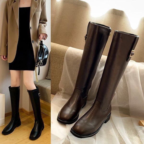 2021ins sho style martin spring and autumn single british women's high boots, Black 
2021ins sho style martin spring and autumn single british women's high boots, Black