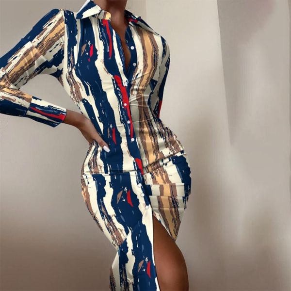 casual dresses autumn elegant slim print shirt dress women turn-down collar button office lady bodycon fashion party 2021, Black;gray
casual dresses autumn elegant slim print shirt dress women turn-down collar button office lady bodycon fashion party 2021, Black;gray