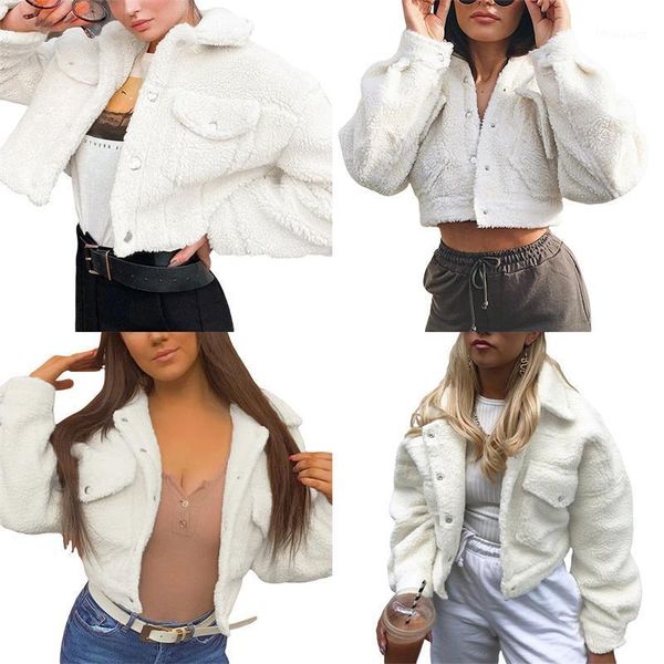 women's jackets autumn/ winter women solid color coat ladies white turn-down collar buttons open front jacket with pockets female overc, Black;brown
women's jackets autumn/ winter women solid color coat ladies white turn-down collar buttons open front jacket with pockets female overc, Black;brown