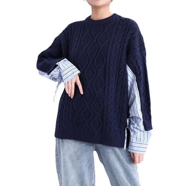 women's sweaters striped big size knitting pullovers sweater loose round neck long sleeve fashion autumn winter 2021 jumpers, White;black
women's sweaters striped big size knitting pullovers sweater loose round neck long sleeve fashion autumn winter 2021 jumpers, White;black