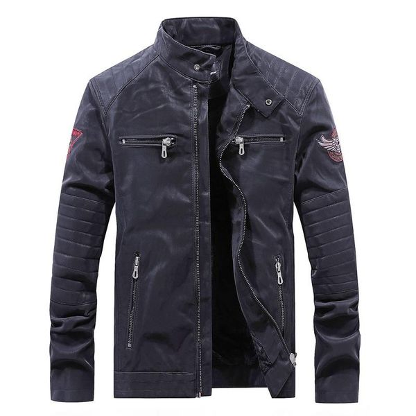 men's fur & faux fashion men leather jacket casual stand collar zipper solid color printing long sleeve coat, Black
men's fur & faux fashion men leather jacket casual stand collar zipper solid color printing long sleeve coat, Black