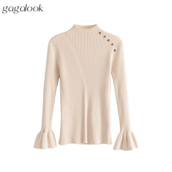women's sweaters gagalook bell sleeve sweater women autumn winter button knitted pullover female pull femme jumper 2021 t0197, White;black
women's sweaters gagalook bell sleeve sweater women autumn winter button knitted pullover female pull femme jumper 2021 t0197, White;black