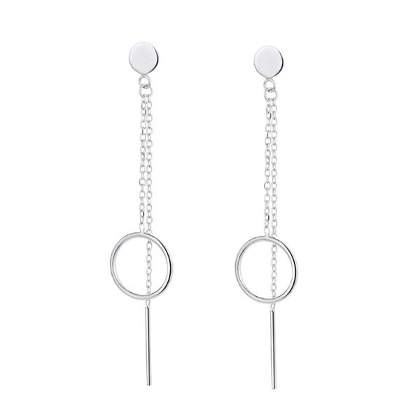 6.5cm real silver geometric long chain drop earrings round circle design elegant simple 925 fine jewelry
6.5cm real silver geometric long chain drop earrings round circle design elegant simple 925 fine jewelry