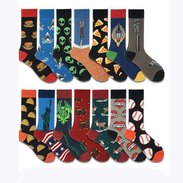 european and american men's middle jacquard socks french fries creative food series, Black
european and american men's middle jacquard socks french fries creative food series, Black