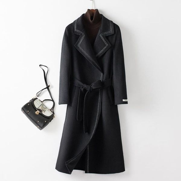 woolen coat women's middle long korean 2021 black double faced suiting wool & blends
woolen coat women's middle long korean 2021 black double faced suiting wool & blends