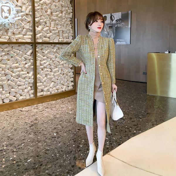 new arrival fashion korean winter ol professional long jacket women temperament trend woolen plaid yellow slim midi wild coat iyqb, Black
new arrival fashion korean winter ol professional long jacket women temperament trend woolen plaid yellow slim midi wild coat iyqb, Black