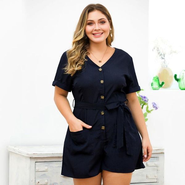 women's jumpsuits & rompers summer bodysuits women playsuits plus size v-neck short sleeve belt overalls jumpsuit casual bodysuit butto, Black;white
women's jumpsuits & rompers summer bodysuits women playsuits plus size v-neck short sleeve belt overalls jumpsuit casual bodysuit butto, Black;white