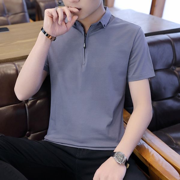 2020. new korean fashion men's cotton short polo long sleeve summer t-shirt, White;black
2020. new korean fashion men's cotton short polo long sleeve summer t-shirt, White;black