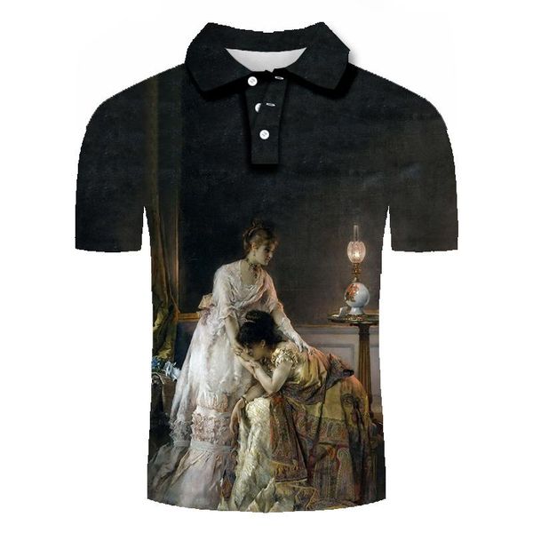men's polos 2021 design shirt casual summer world famous painting 3d printing, White;black
men's polos 2021 design shirt casual summer world famous painting 3d printing, White;black