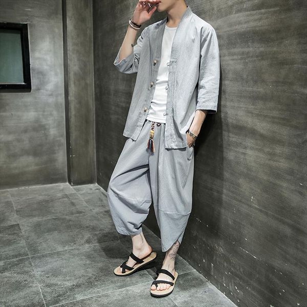 clothing spring summer chinese men tracksuits style suit young tang cotton linen hanfu cardigan two piece, Gray
clothing spring summer chinese men tracksuits style suit young tang cotton linen hanfu cardigan two piece, Gray