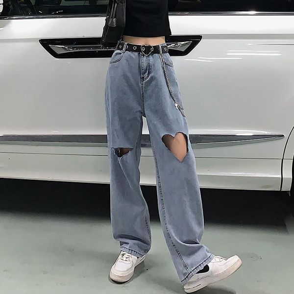 women's jeans torn 2021 y2k vintage streetwear high waist wide leg trousers harajuku girl trend straight baggy, Blue
women's jeans torn 2021 y2k vintage streetwear high waist wide leg trousers harajuku girl trend straight baggy, Blue