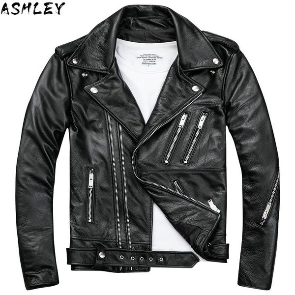 men's leather & faux black men 2021 biker's jacket double diagonal zipper genuine thick cowhide slim fit short motorcycle coat 
men's leather & faux black men 2021 biker's jacket double diagonal zipper genuine thick cowhide slim fit short motorcycle coat