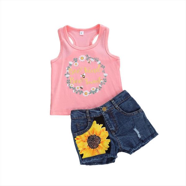 summer kids baby girls fashion 2 piece outfit sleeveless set sunflower print and denim shorts, White
summer kids baby girls fashion 2 piece outfit sleeveless set sunflower print and denim shorts, White