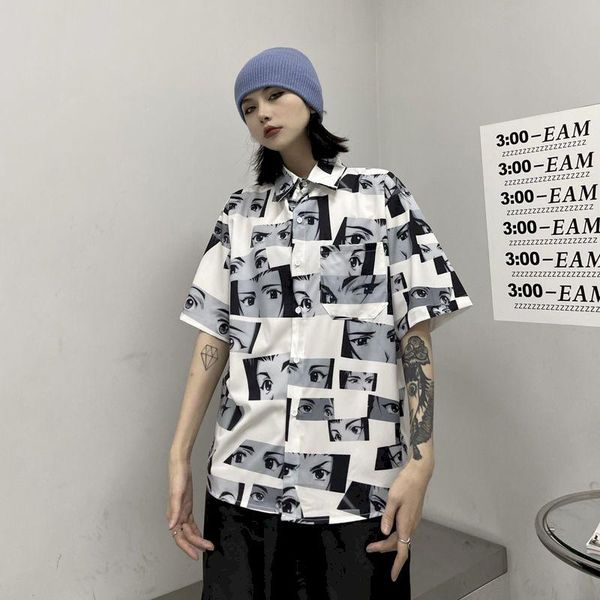 men's casual shirts japanese women summer blouse anime print men loose korean fashion short sleeve gothic harajuku female, White;black
men's casual shirts japanese women summer blouse anime print men loose korean fashion short sleeve gothic harajuku female, White;black