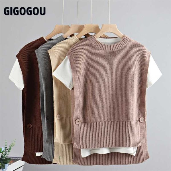 gigogou sweater vest women o neck solid high low hem casual korea style teens chic fashion button spring sleeveless knit sweater 211008, Black;white
gigogou sweater vest women o neck solid high low hem casual korea style teens chic fashion button spring sleeveless knit sweater 211008, Black;white