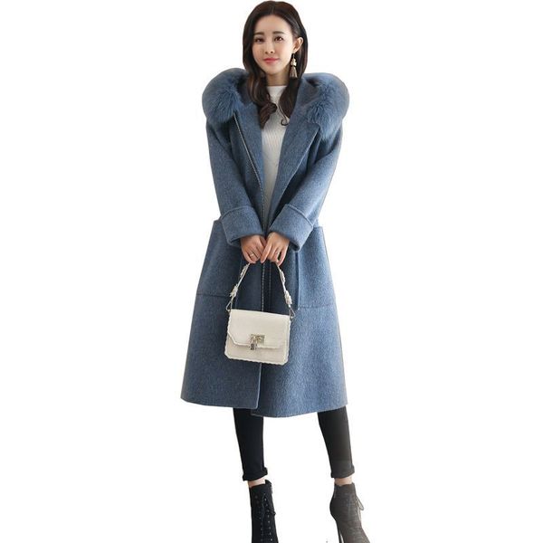 great fur collar from the fake wool coat long autumn 2021 thin female winter outward with thick overcoat belt o723 u2n5, Black
great fur collar from the fake wool coat long autumn 2021 thin female winter outward with thick overcoat belt o723 u2n5, Black