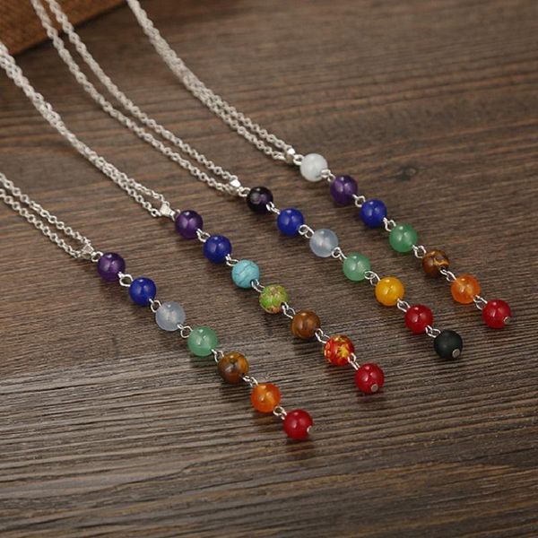 pendant necklaces 7 chakra gem stone beads necklace women yoga reiki healing balancing maxi femme jewelry, Silver
pendant necklaces 7 chakra gem stone beads necklace women yoga reiki healing balancing maxi femme jewelry, Silver