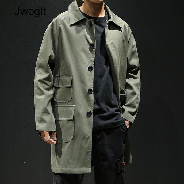 men's trench coats autumn cotton men long casual fashion solid color single breasted black army green windbreakers outwear, Tan;black
men's trench coats autumn cotton men long casual fashion solid color single breasted black army green windbreakers outwear, Tan;black
