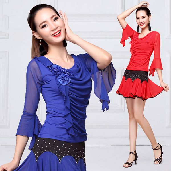 ballroom dance women sleeve red/blue/purple/black performing latin dance shirts ballroom competition costume vdb271, Black;red
ballroom dance women sleeve red/blue/purple/black performing latin dance shirts ballroom competition costume vdb271, Black;red