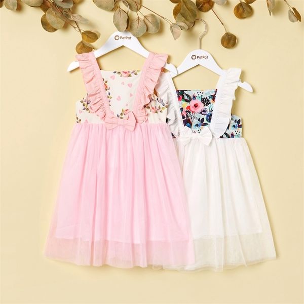 toddler girl floral print mesh dress 210528, Red;yellow