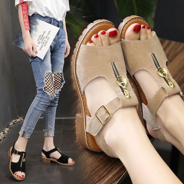 35-40 size summer women shoes low heel open toe women sandals fashion easy match zipper sandals round heel student shoe, Black
35-40 size summer women shoes low heel open toe women sandals fashion easy match zipper sandals round heel student shoe, Black