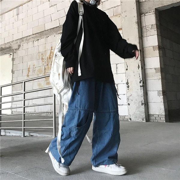 men's jeans japanese street jean men loose wide-leg denim trousers male harajuku style for and women, Blue
men's jeans japanese street jean men loose wide-leg denim trousers male harajuku style for and women, Blue