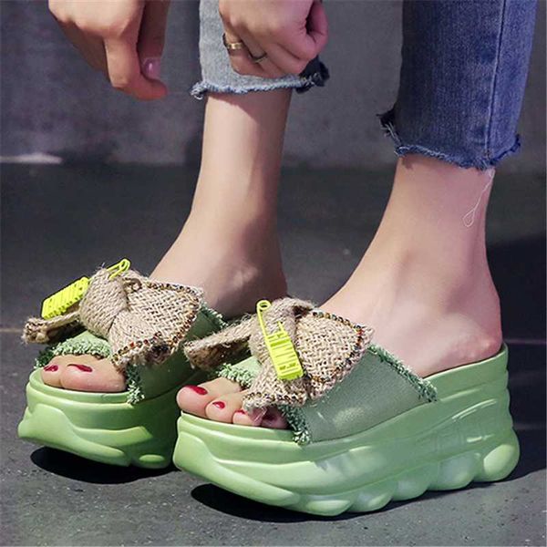 slippers 8.5cm height women's summer casual shoes fashion butterfly-knot wedge slides sweet girl chunky sandals open toed beach, Black
slippers 8.5cm height women's summer casual shoes fashion butterfly-knot wedge slides sweet girl chunky sandals open toed beach, Black