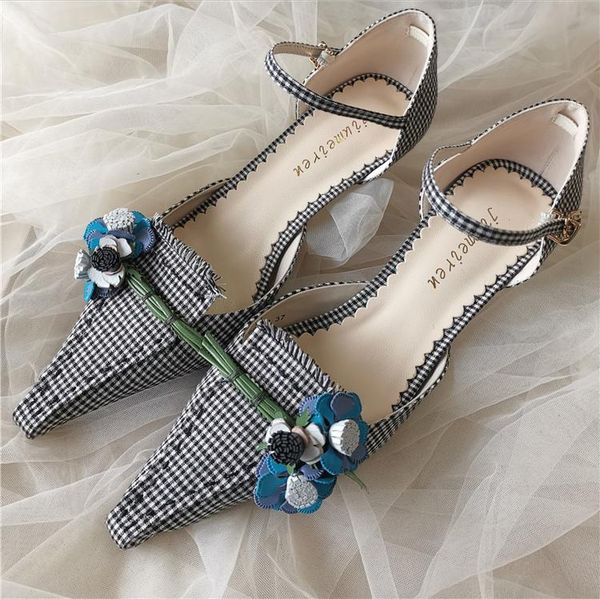 fashion women's small square toe checks 3d flower retro cloth sandals shoes m54, Black
fashion women's small square toe checks 3d flower retro cloth sandals shoes m54, Black