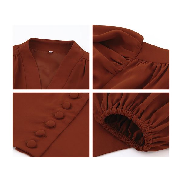 2021 new casual solid single-breasted cropped women elegant lantern sleeve v neck blouse office lady shirts r9bd, White
2021 new casual solid single-breasted cropped women elegant lantern sleeve v neck blouse office lady shirts r9bd, White