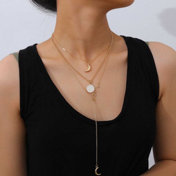 jewelry personality tassel multi layer diamond women's creative sun moon star geometric pendant necklace, Silver
jewelry personality tassel multi layer diamond women's creative sun moon star geometric pendant necklace, Silver