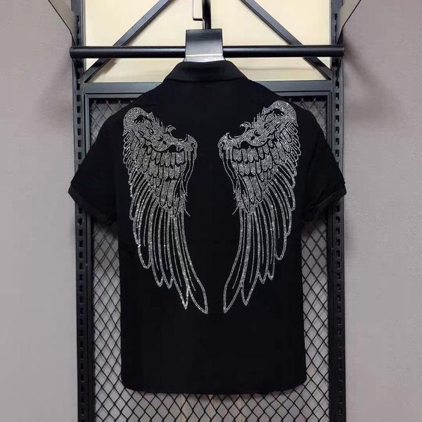 men's polos 2021 male slim wing rhinestone luxurious comfortable funny quick-drying summer short sleeve breathable lapel chic, White;black
men's polos 2021 male slim wing rhinestone luxurious comfortable funny quick-drying summer short sleeve breathable lapel chic, White;black