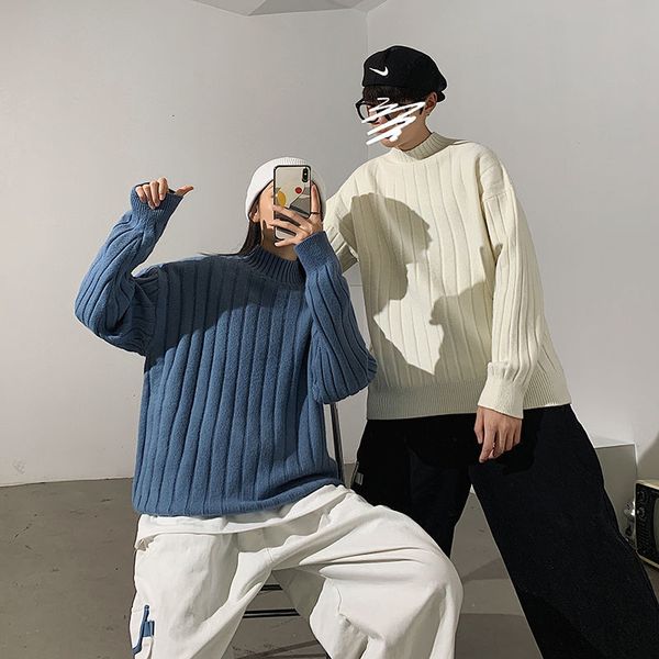 2021 new winter stand-up collar sweater men's warmth fashion solid color casual knitted men loose korean knitting sweaters mens clothes, White;black
2021 new winter stand-up collar sweater men's warmth fashion solid color casual knitted men loose korean knitting sweaters mens clothes, White;black