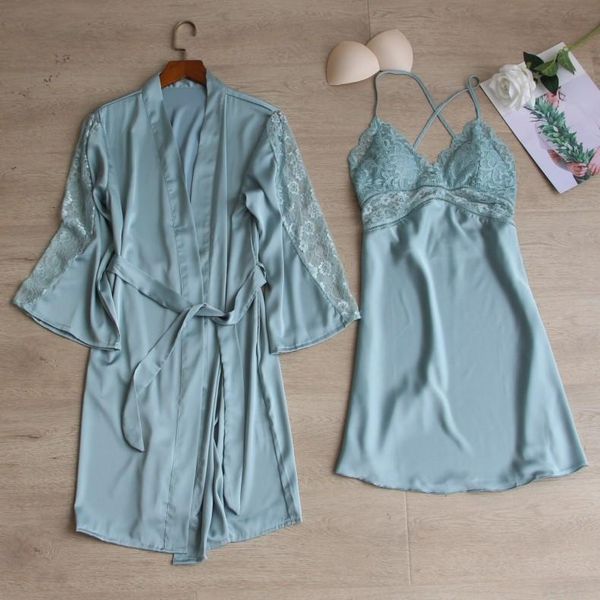 women's sleepwear women blue robe set summer nighty&robe lace kimono gown female satin sleep silky nightwear home clothes, Black;red
women's sleepwear women blue robe set summer nighty&robe lace kimono gown female satin sleep silky nightwear home clothes, Black;red