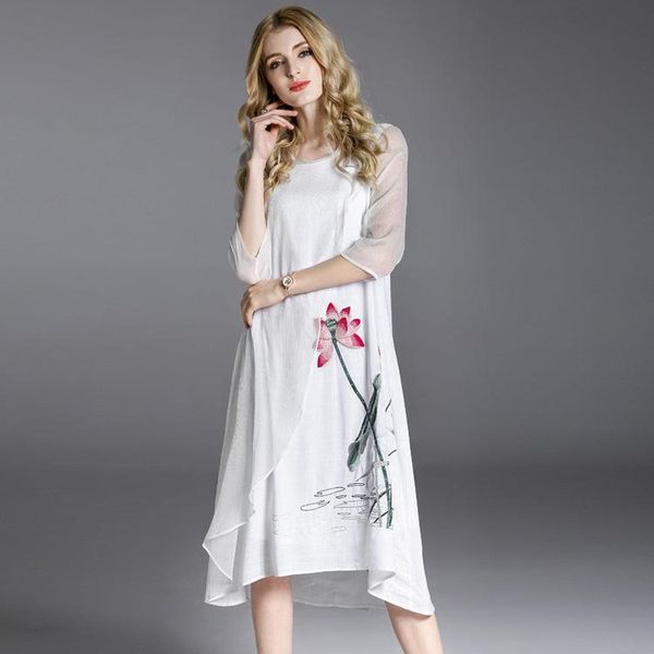 casual dresses chinese style 2021 women summer fashion o neck ruffles embroidery dress female loose plus size elegant gaine, Black;gray
casual dresses chinese style 2021 women summer fashion o neck ruffles embroidery dress female loose plus size elegant gaine, Black;gray