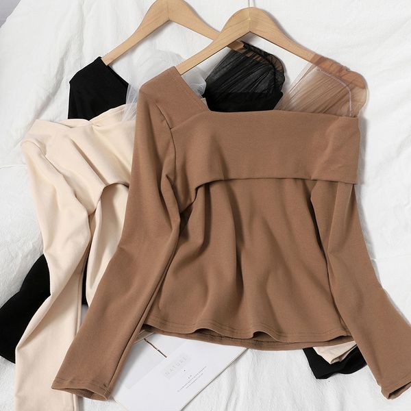 2021 autumn winter women black/beige/brown blouse female square collar long sleeve mesh patchwork shirt fashion blusas t8ia, Blue
2021 autumn winter women black/beige/brown blouse female square collar long sleeve mesh patchwork shirt fashion blusas t8ia, Blue