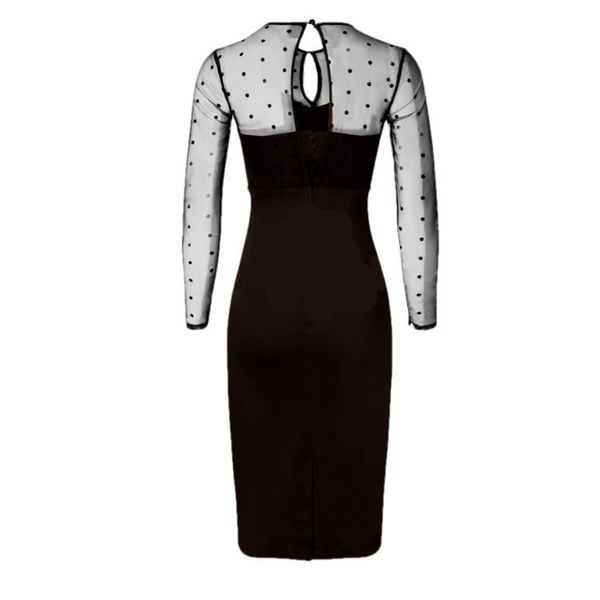 Women Elegant Black Polka Dot Sheer Long Sleeve Mesh Party Dress Simple Elegant Cocktail Dress Female Vestidos
Women Elegant Black Polka Dot Sheer Long Sleeve Mesh Party Dress Simple Elegant Cocktail Dress Female Vestidos