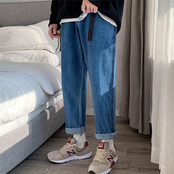 men's jeans hzirip 2021 autumn winter black casual mid-waist washed loose straight ankle length male pants, Blue
men's jeans hzirip 2021 autumn winter black casual mid-waist washed loose straight ankle length male pants, Blue